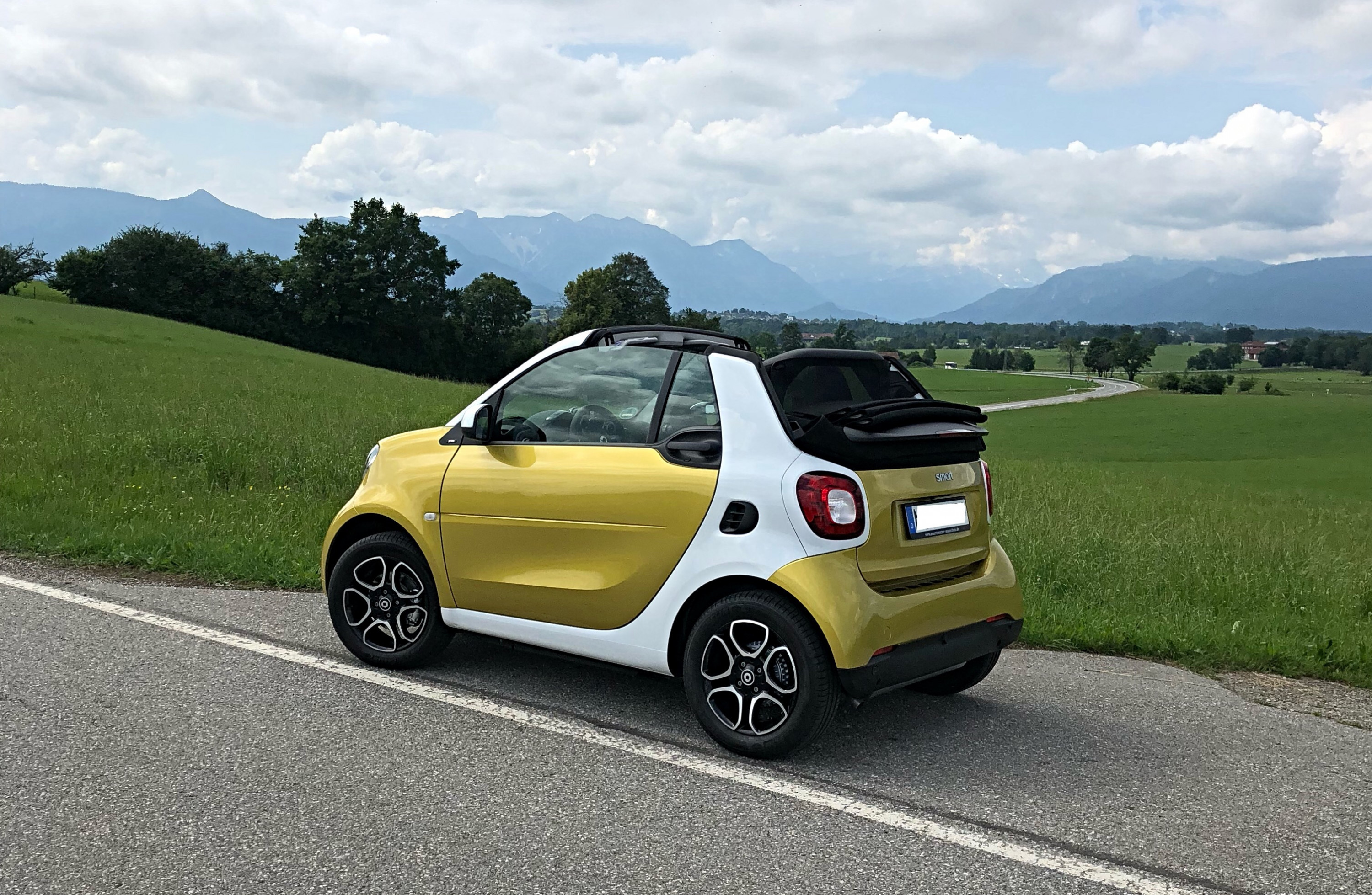 Unsere Smart ( Gismo ) vor der Zugspitze .